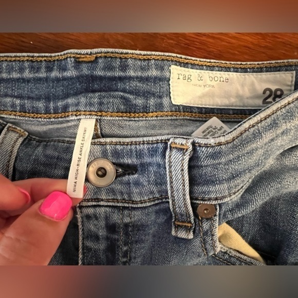 Rag & Bone 28 High Rise Skinny Ankle West Marin Classic Blue Denim Jeans - Picture 10 of 14
